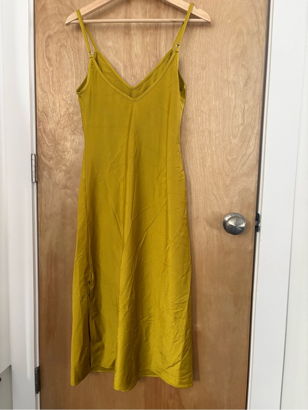 Chartreuse Sateen Stretch Slip Dress - Picture 2 of 4